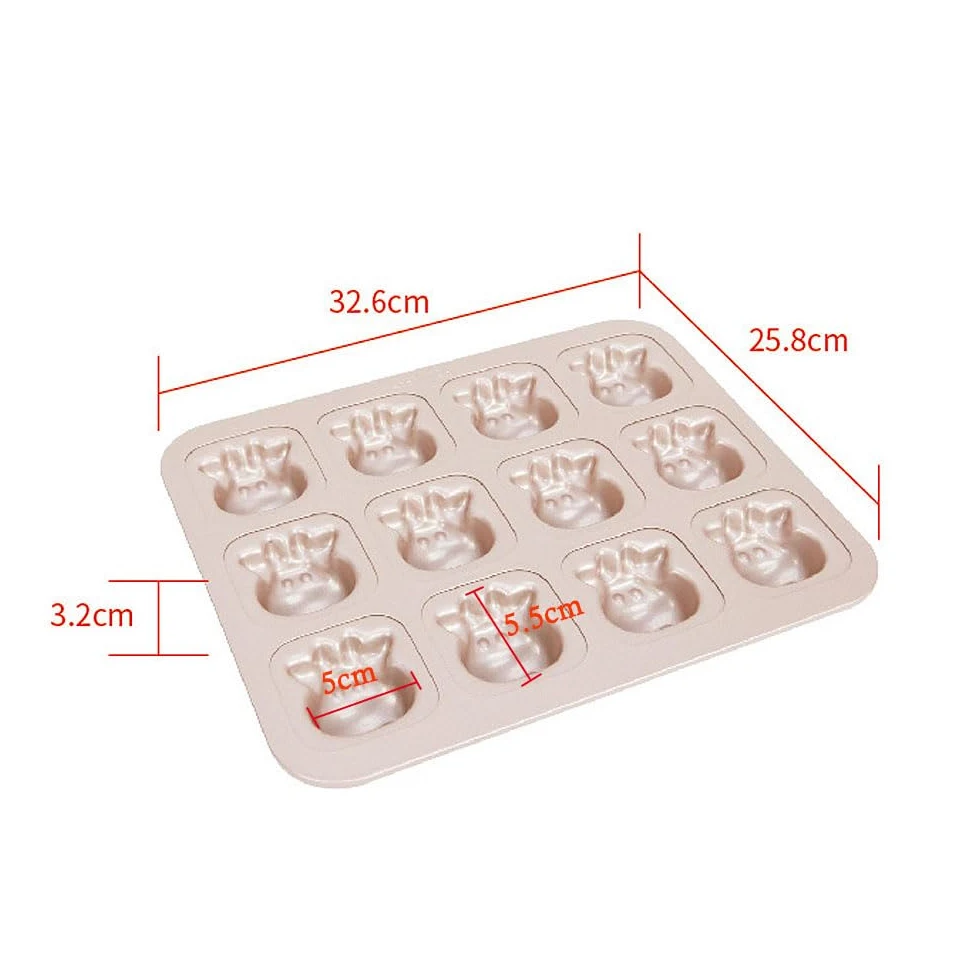 CANDeal Molde para Hornear Muffins con Forma De Buey De 12 Cavidades, Moldes Antiadherentes para Hornear Pasteles De Animales, Moldes para Pasteles De Vaca Novedosos para Hornear En El Horno