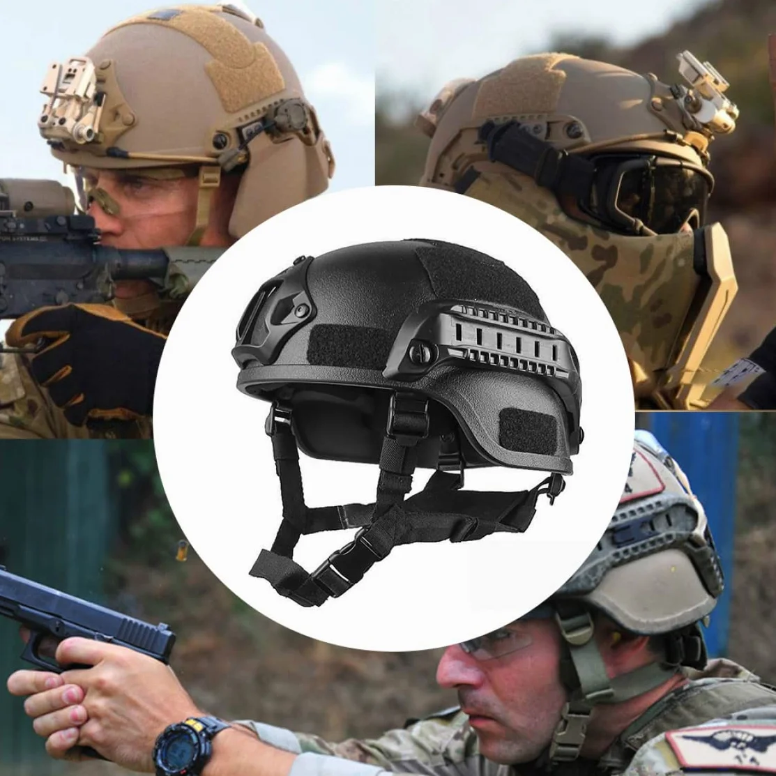 Casco Táctico Militar Tipo PJ para Airsoft y Paintball - Ajustable con NVG Mount, Protective Bump Helmet para Caza - 22.05-23.62 Pulgadas/Negro