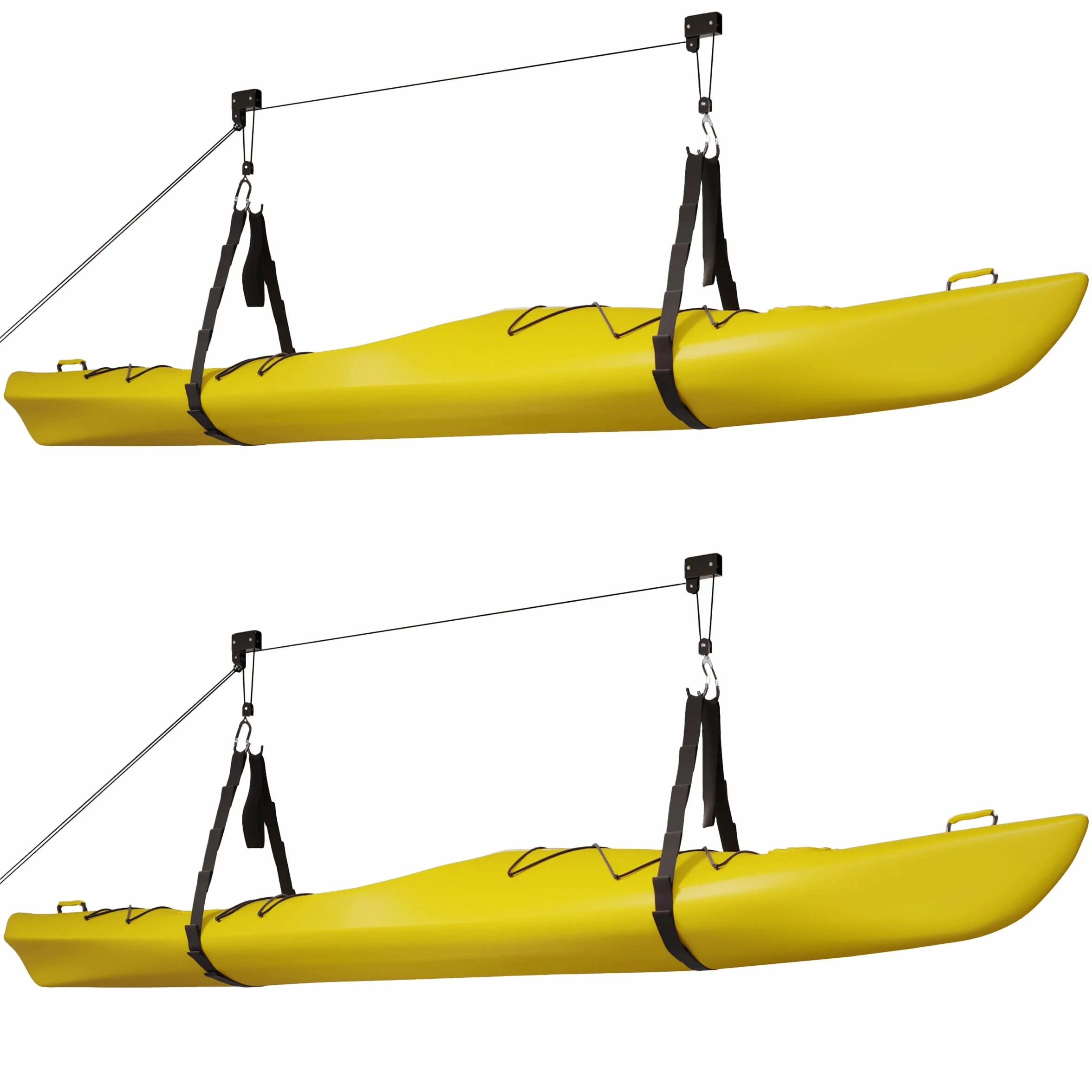 RAD Sportz Juego de elevación para Kayak, Sistema de polea 125 Libras, Negro, Paquete de 2