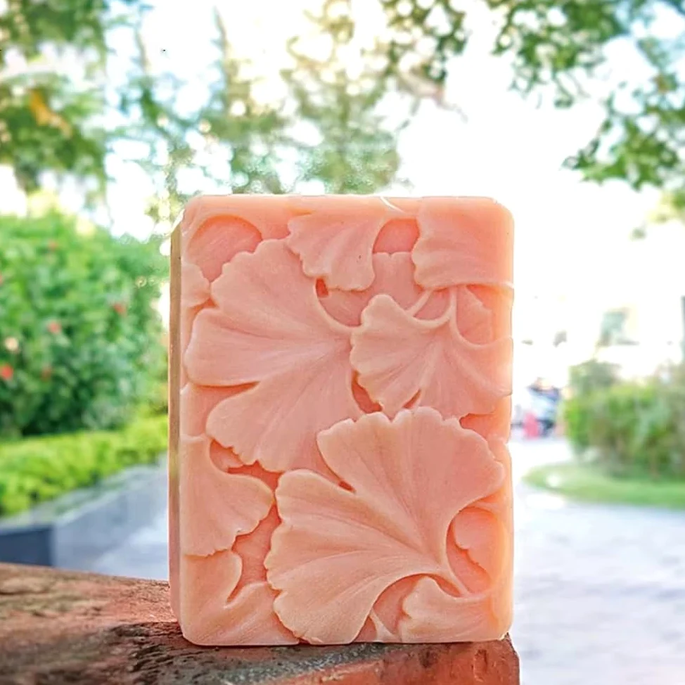 Molde de Silicona de 2 Cavidades con Diseño de Hoja de Ginkgo Biloba para Jabón y Repostería