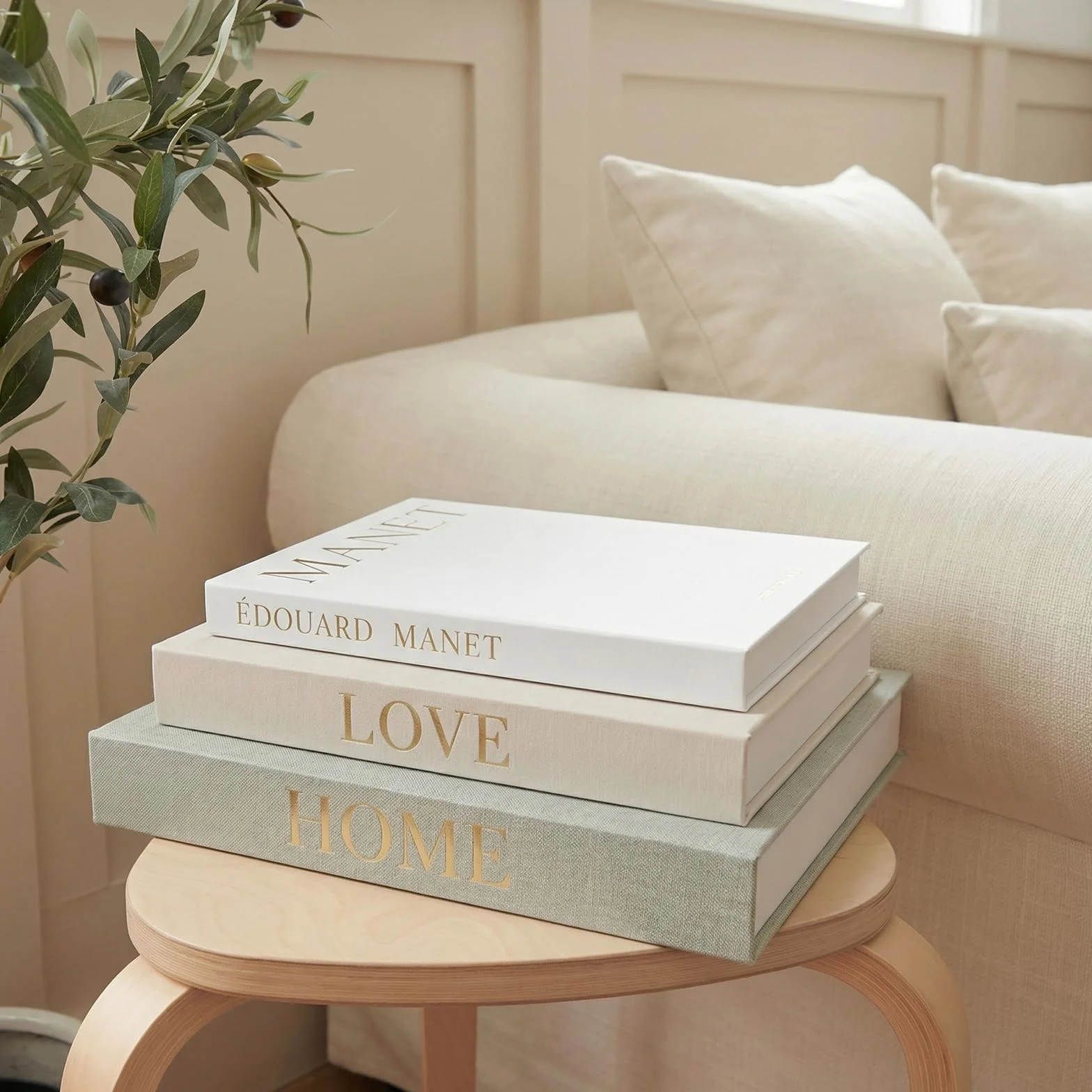 Juego de 3 libros decorativos - Libro falso en fundas de lino con cierre magnético - Caja de almacenamiento oculta - Accesorios estéticos y elegantes - Cajas modernas con forma de libro para simpatía