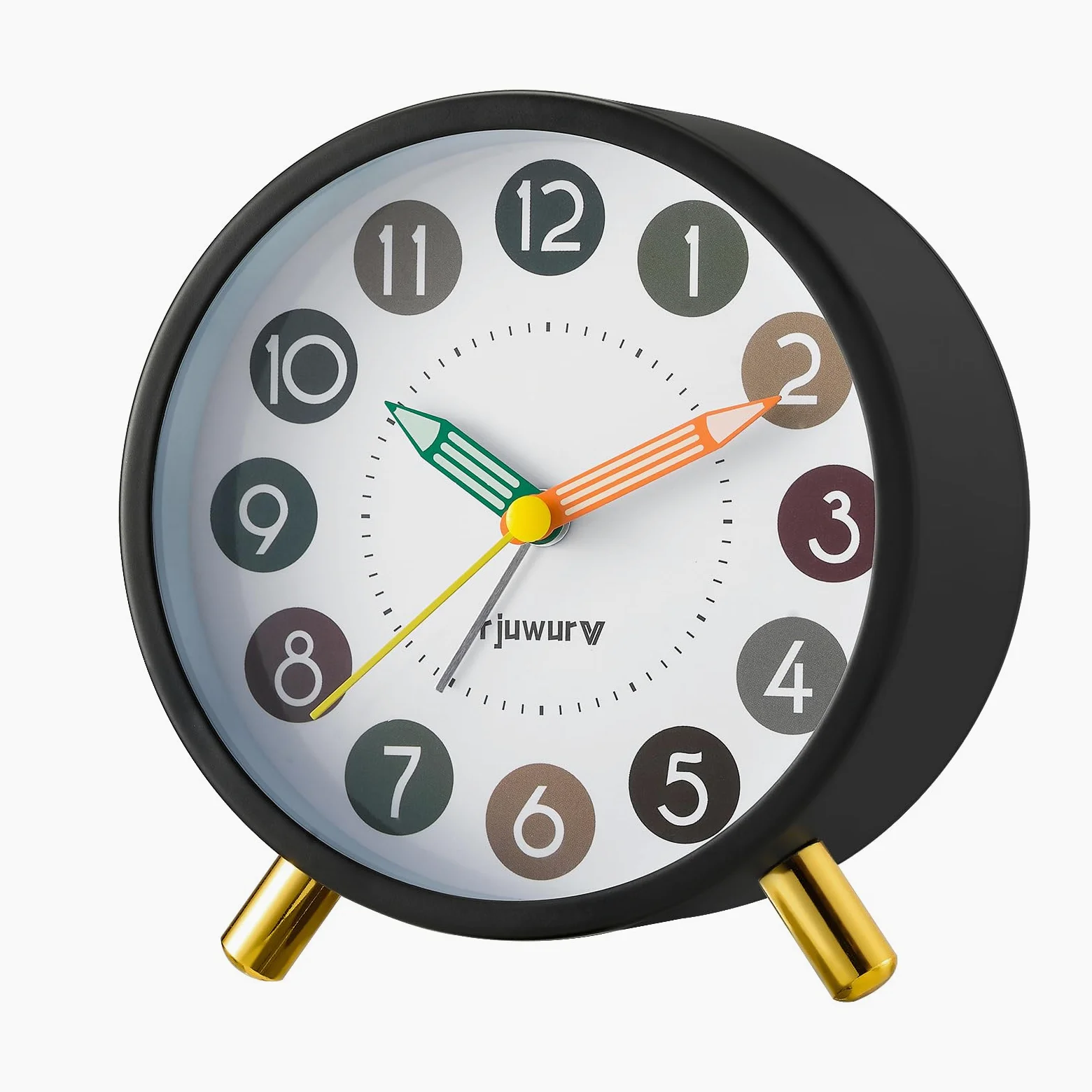 rjuwurv Reloj despertador de metal súper silencioso, reloj despertador de escritorio, reloj despertador para dormitorio, reloj despertador de interés infantil (negro)
