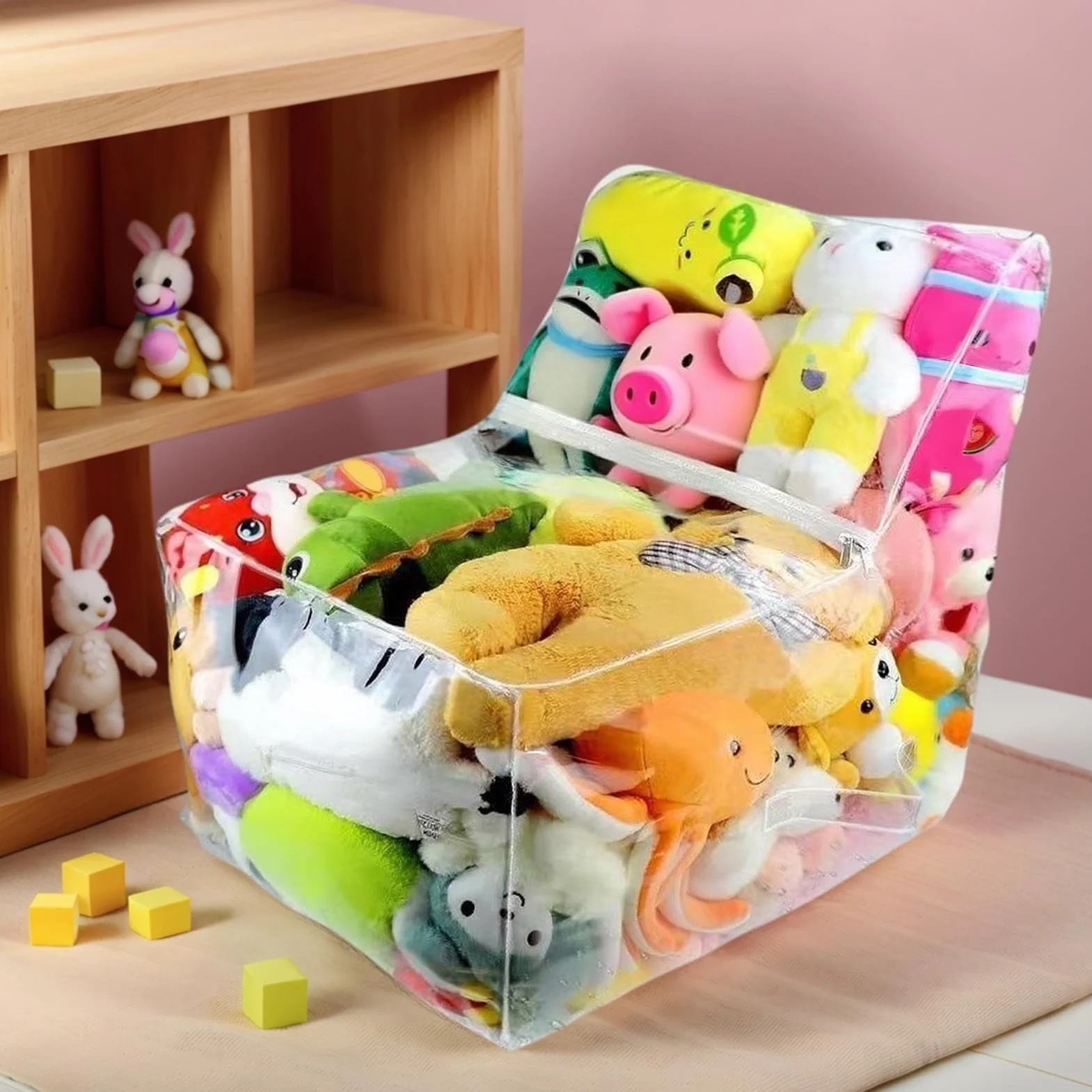 De Almohadón De Almacenamiento Para Peluches - Organizador Transparente De Juguetes De Peluche Con Forma De Sillón - Organizador Impermeable Para Juguetes En Sofá Suelo Cama Niños