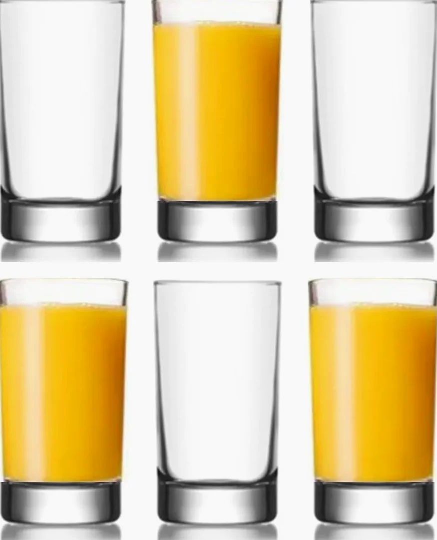 BOHEM'S Vasos pequeños de jugo, vasos de cristal transparente de 5.1 onzas, cristalería para jugo de naranja, agua, leche, café, perfecto para degustación y porciones pequeñas, juego de 6