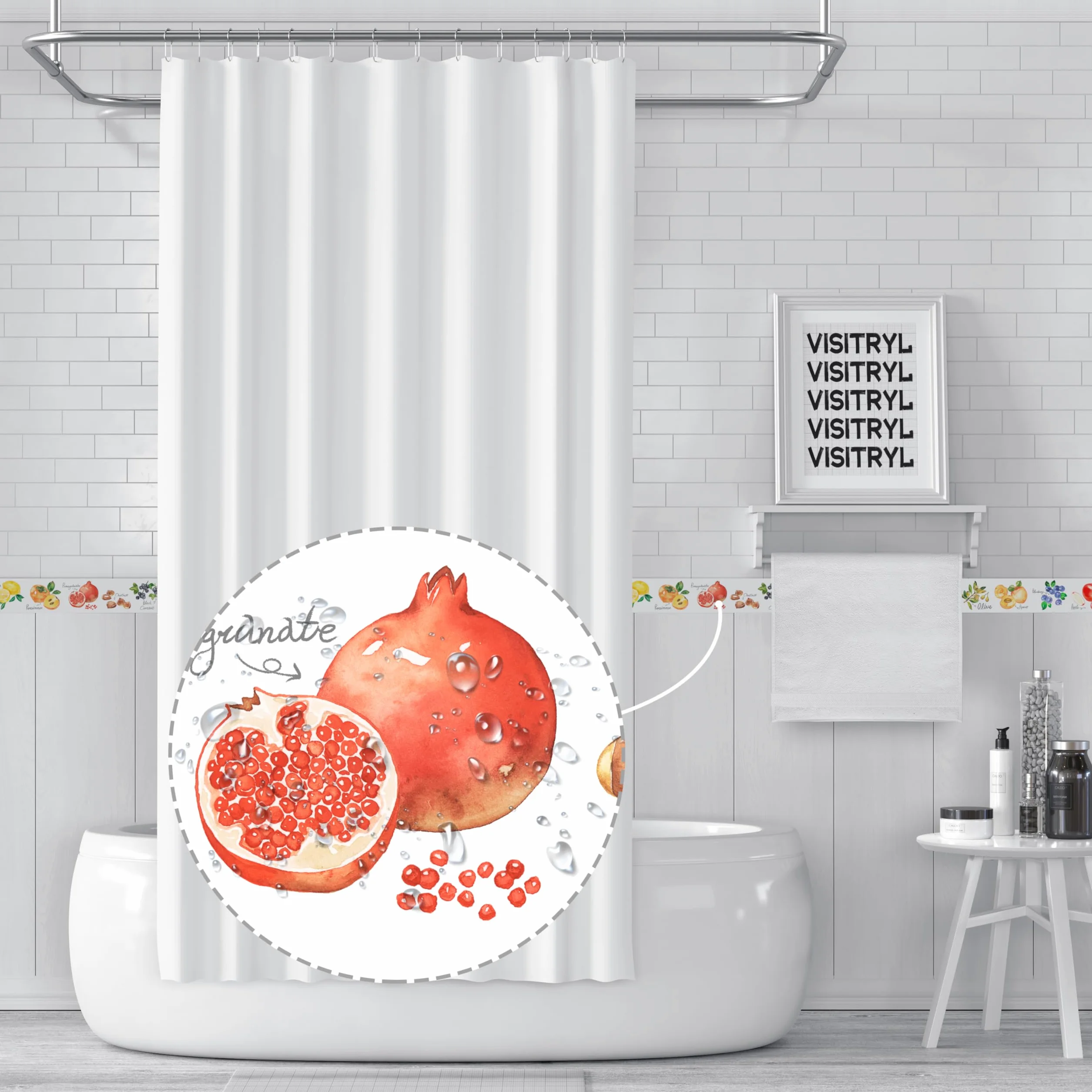 Cenefas Adhesivas para Cocina Baño Decorativas Sala infantil de dibujos animados Fruta A 12cm X 1000cm Fácil Aplicación Resistente Agua