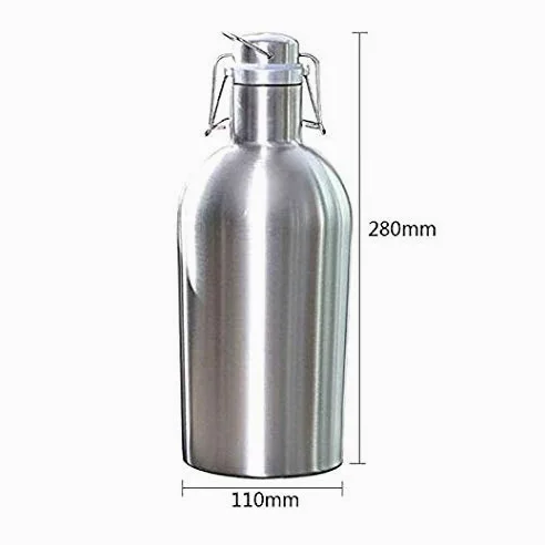 Botellas de cerveza al aire libre, 2 L, de acero inoxidable, gran capacidad, con tapa abatible