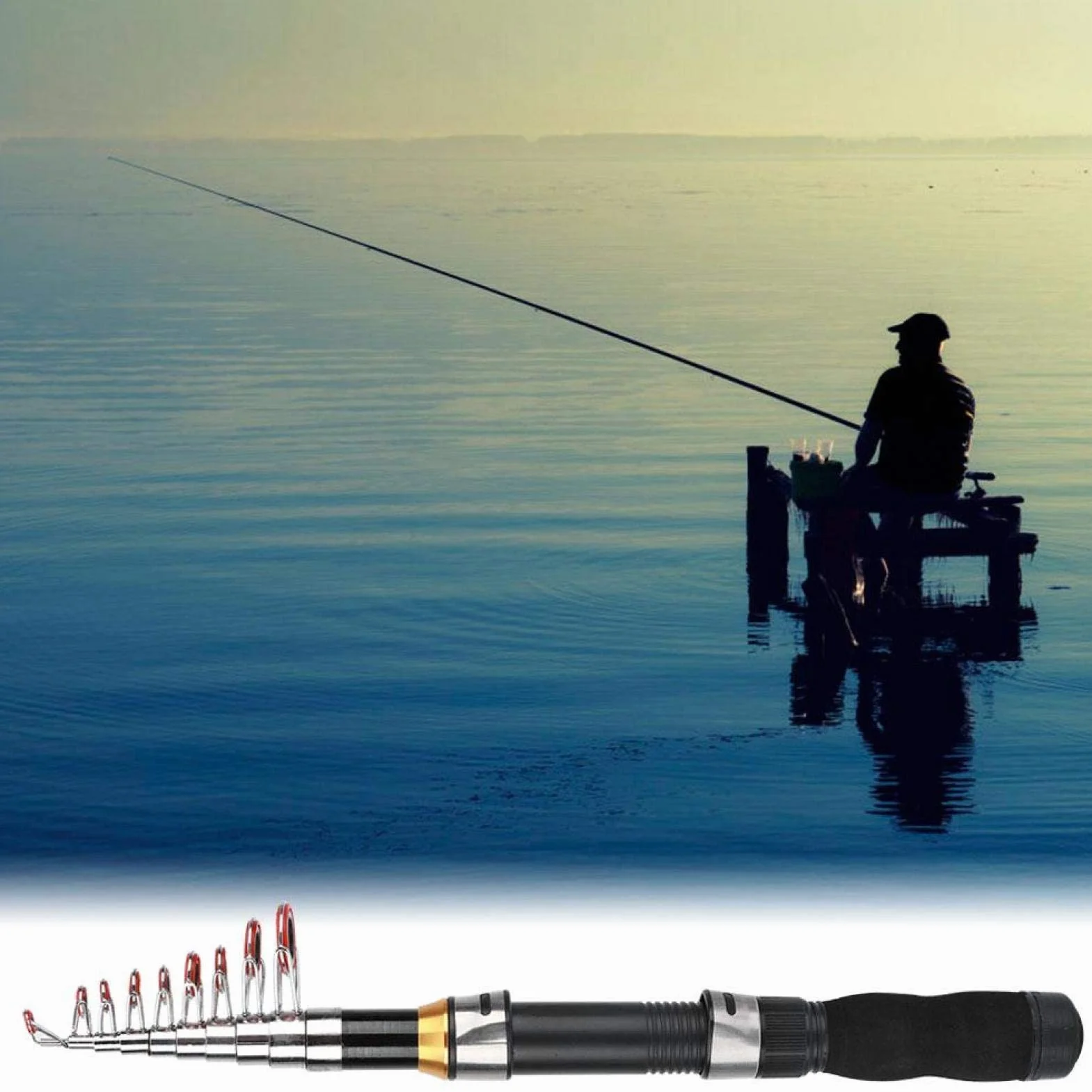 Mini caña de Pescar 1m-2.3m portátil Antideslizante Herramientas de Pesca en el mar 28049-100