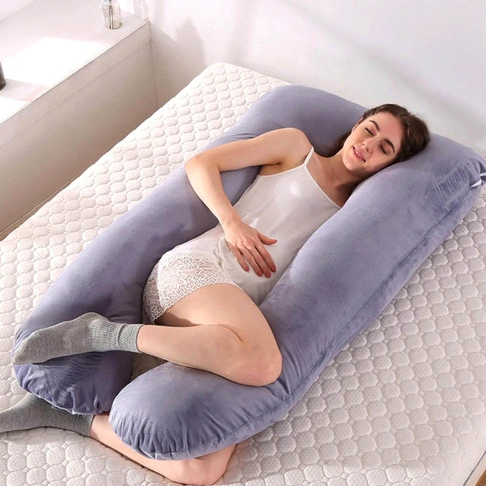 Almohada para Todo el Cuerpo - Almohada para el Cuerpo Auraform | Almohada de maternidad en forma de U para quienes duermen de lado | Almohada para dormir embarazada | Almohada flexible para