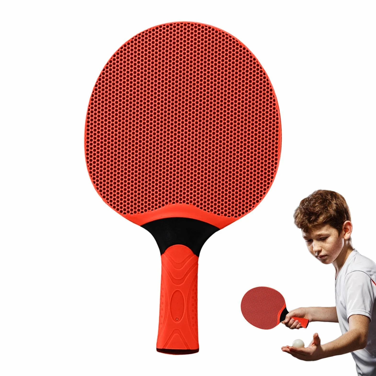 Raqueta de Tenis de Mesa de Goma con Mango, Juego Interior-Exterior para Niños
