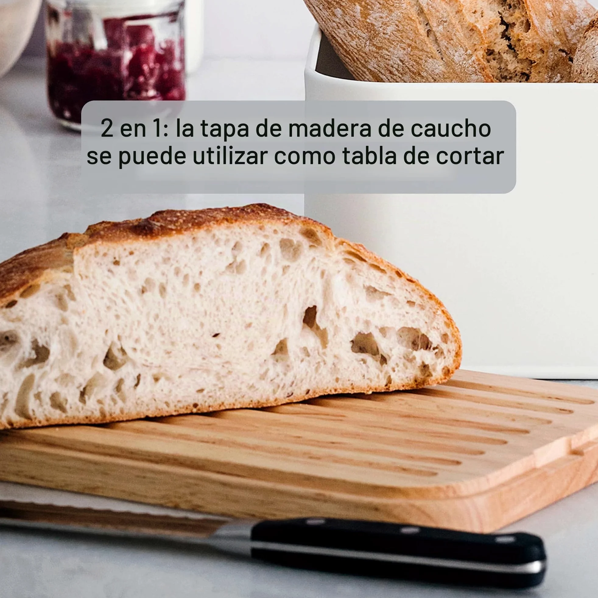 LACOR 62869 - Panera estilo Nórdico de Acero de Carbono, Tapa de madera | En madera natural, para un uso práctico y profesional en cocina; ideal para cocina profesional y uso diario en casa