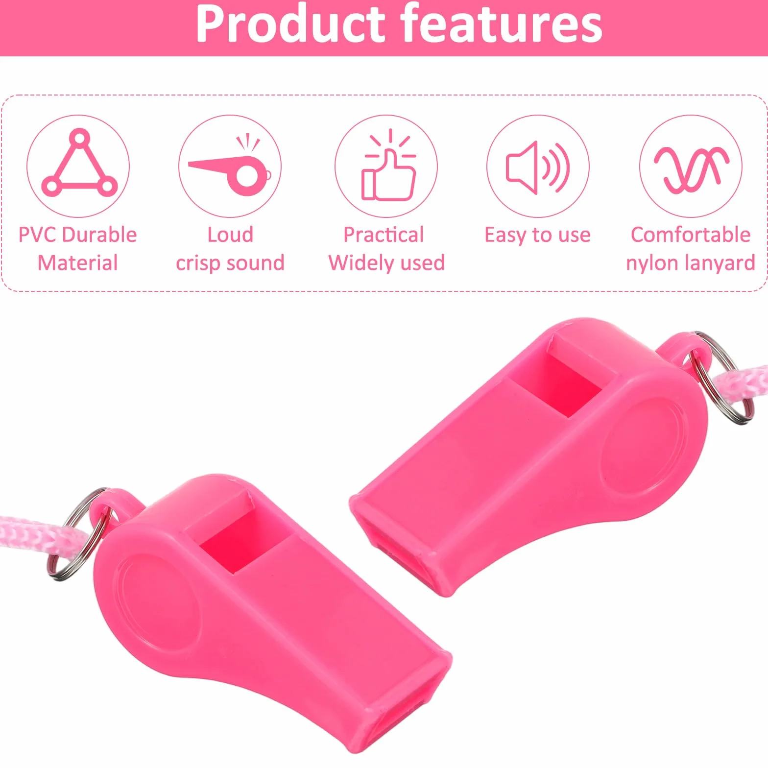 Silbatos deportivos con correa para el cuello, silbato de plástico, sonido claro y fuerte, para entrenador, árbitro, deporte escolar