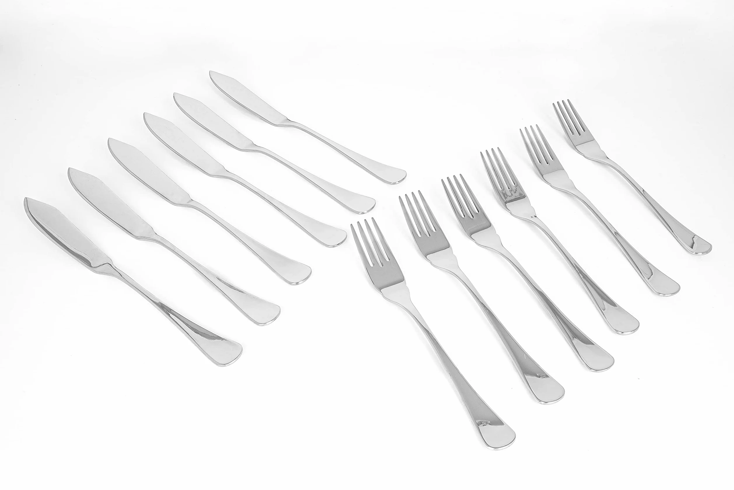 Arcos Madrid Juego 12 Cubiertos de Pescado Acero Inoxidable | 6 cuchillos + 6 tenedores, monoblock de una pieza, en caja de regalo. Serie Madrid. Color plata.