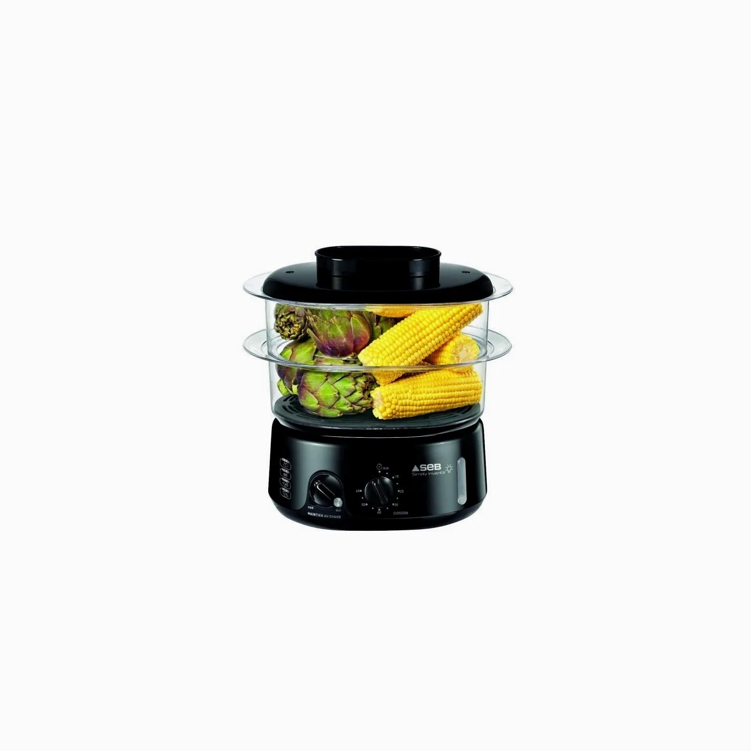 Seb Simply Invents - Olla de vapor (3 tazones, capacidad modular, mantener el calor, color negro VC110800)