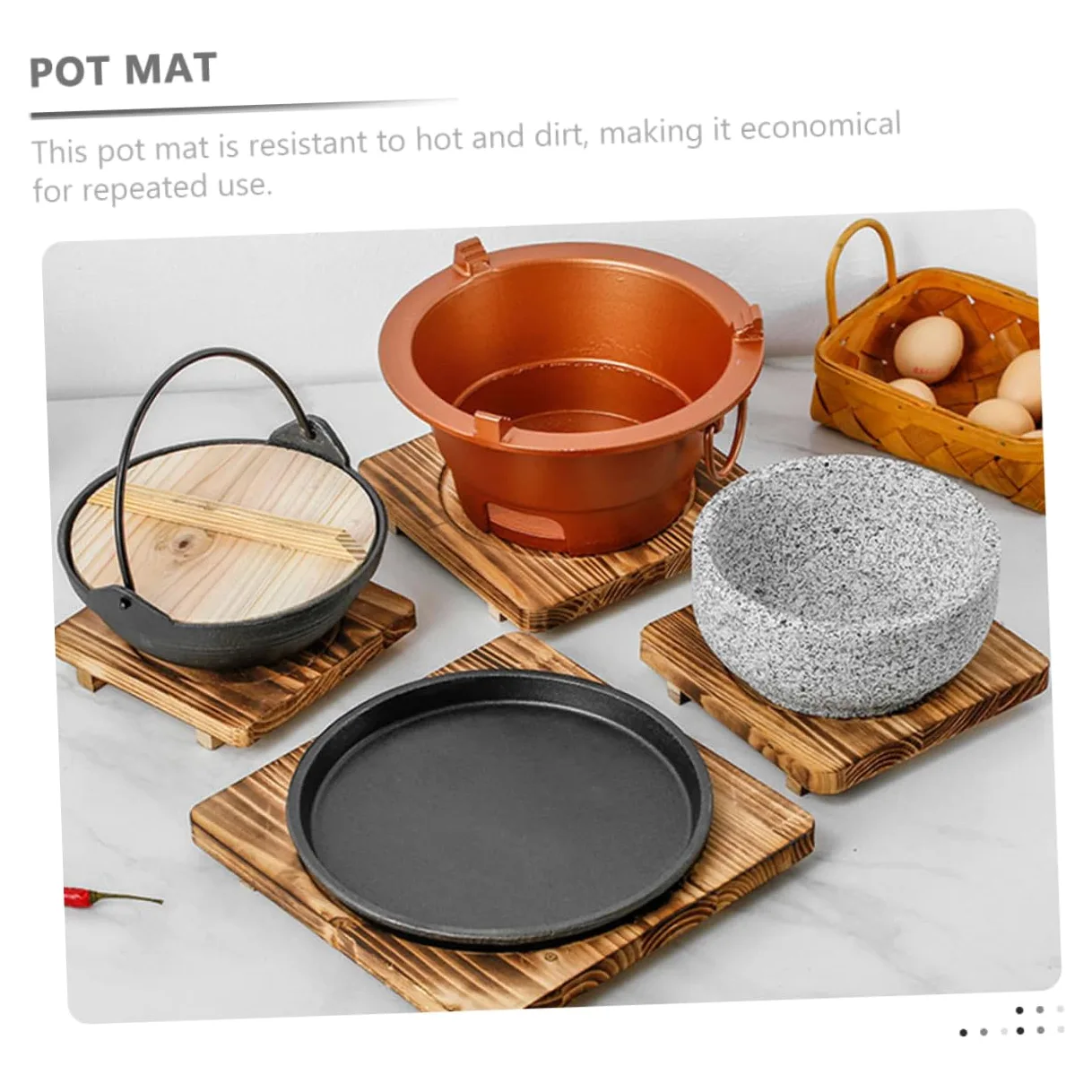 NUOBESTY Almohadilla Aislante de Madera Maciza para Cacerolas Base de Madera Resistente al Calor Accesorio de Cocina para Proteger Superficies Cocción