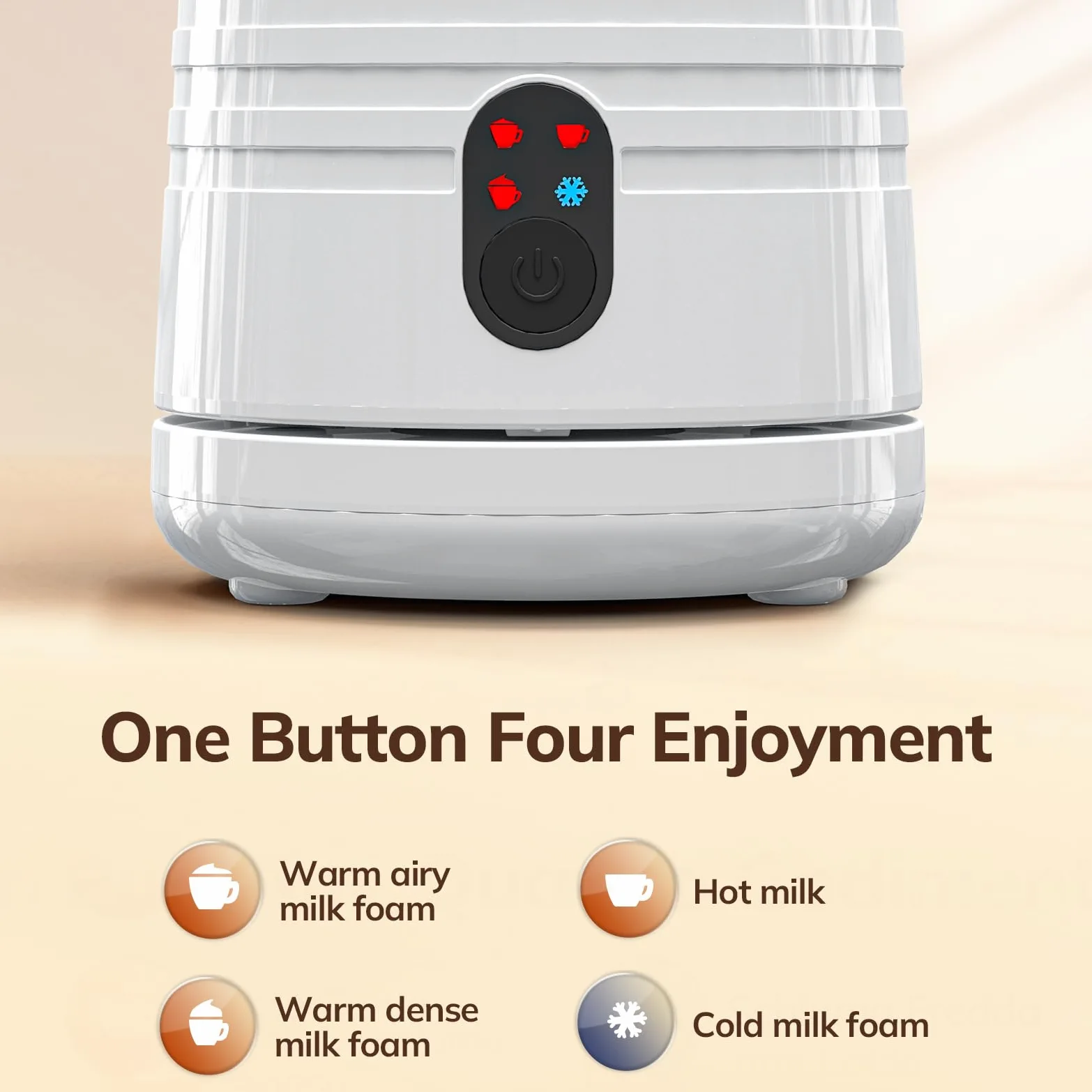 morpilot - Espumador de leche eléctrico 4 en 1, calentador y espumador de leche caliente y fría, 240 ml, 400 W, controles de temperatura Strix, funcionamiento silencioso, para café, capuchino, blanco
