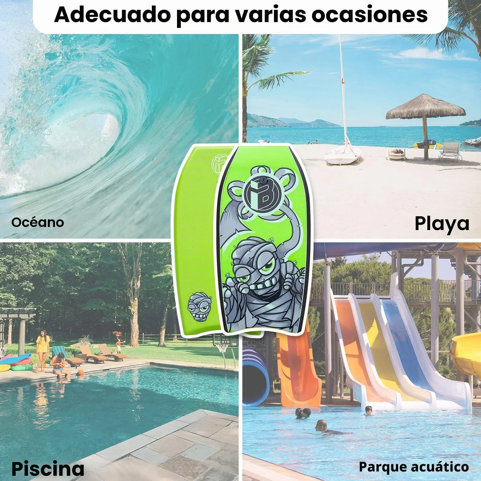 Tabla de bodyboard 37 pulgadas EPS correa muñeca adultos adolescentes