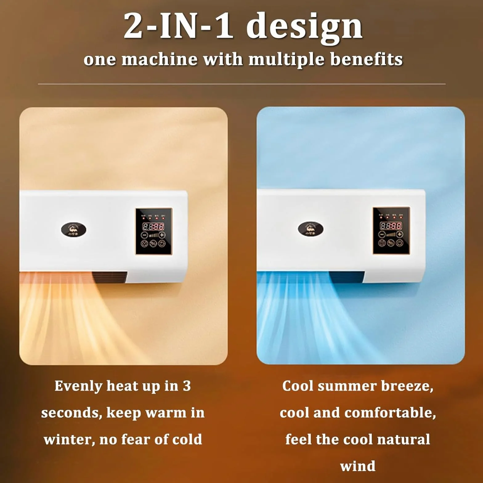 Aire acondicionado portátil sin conductos y ventilador de pared sin aspas, unidad de aire acondicionado portátil 3 en 1 (sistema de refrigeración/ventilación/split) con control remoto, diseño ultras