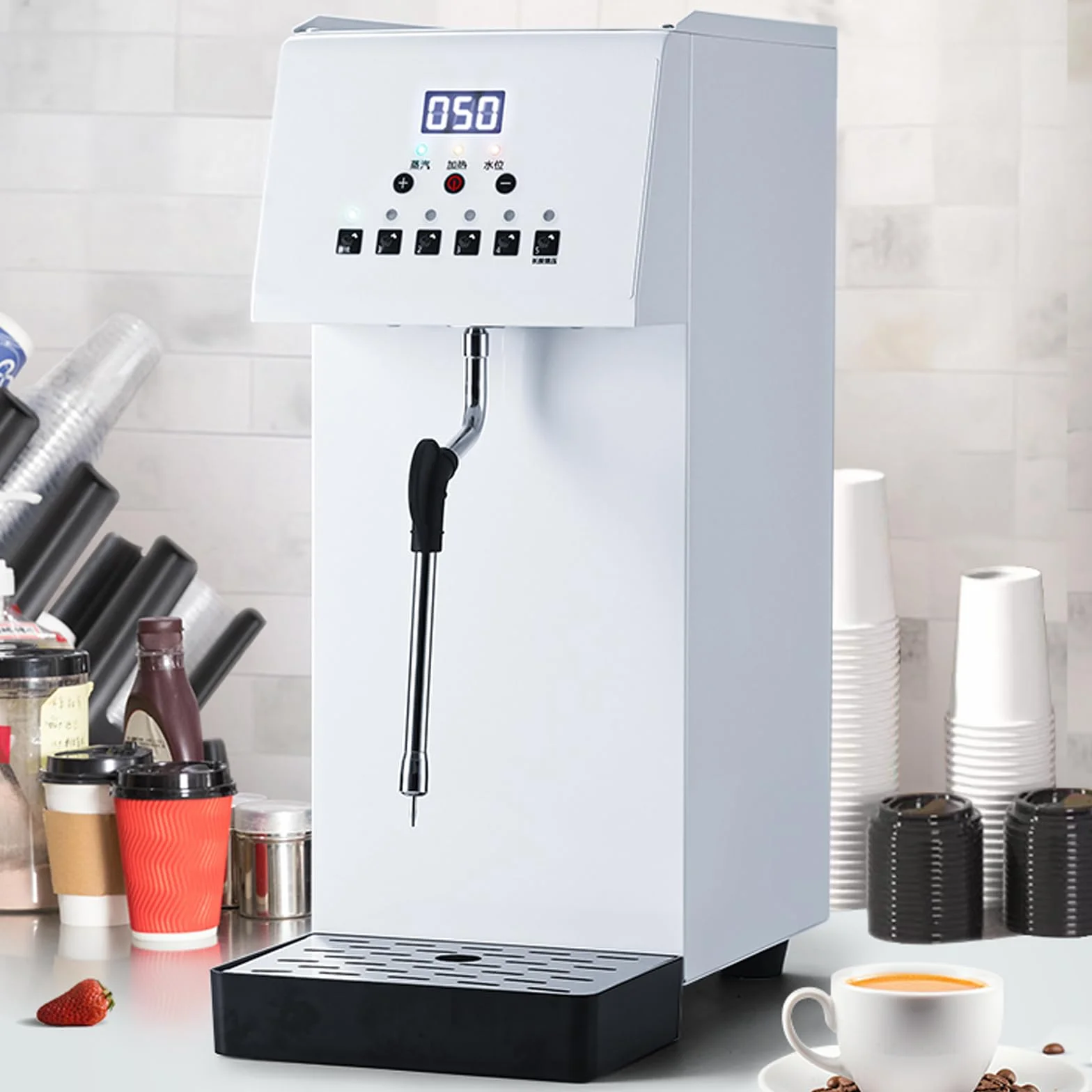TYH Espumador De Leche Y Vaporizador Comercial De 2500 W, Capacidad De 6 L, con Pantalla LED, Máquina Multiusos para Café Expreso, Ideal para Té, Cafeterías Y Postres
