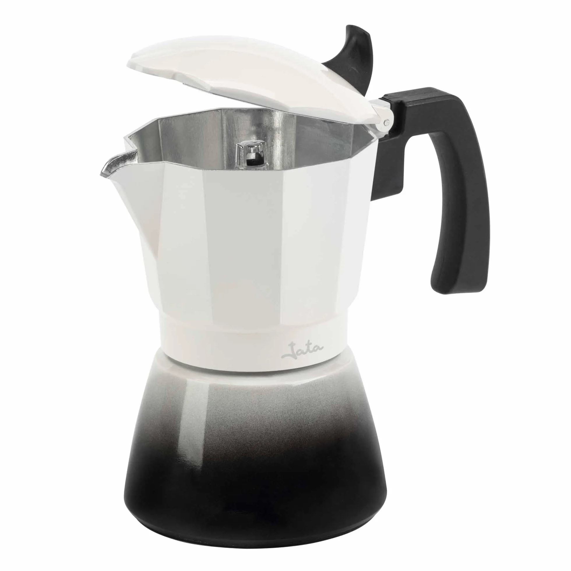 Jata Hogar HCAF2412 - Cafetera Italiana 12 Tazas para Inducción, Moka de Aluminio, Apta para Todo Tipo de Cocinas, Mango Ergonómico, Café Espresso Tradicional