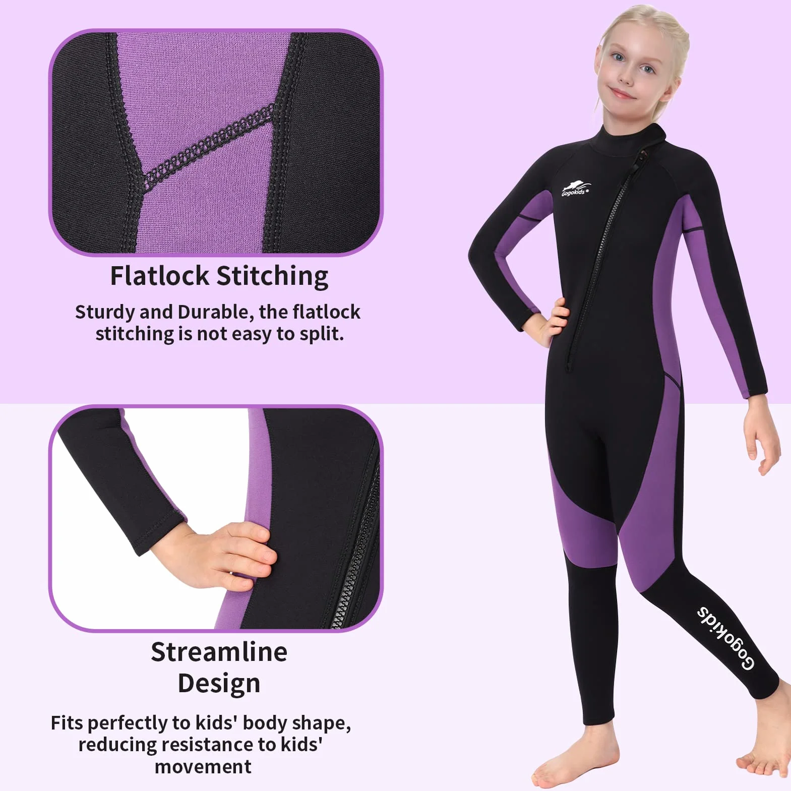 Traje de Neopreno para Niñas 2.5mm - Traje de Buceo de una Pieza Protección Solar