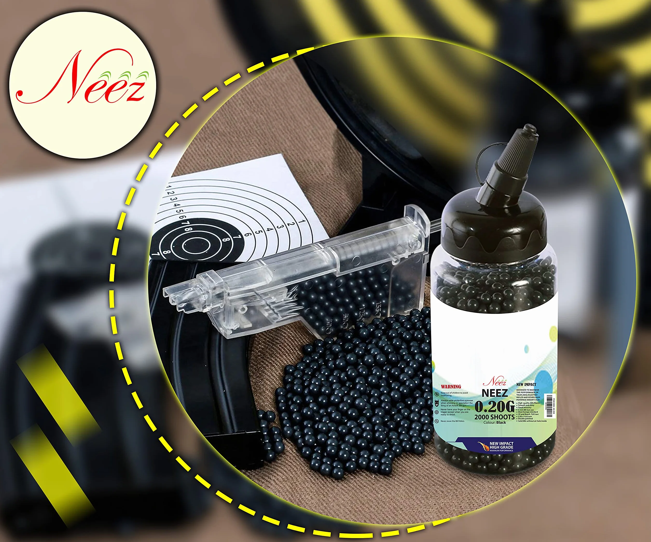 Neez Bolas Airsoft Plastico Paintball Balas 6mm 0.20g BB Pellets 1000 2000 5000 10000 Munición