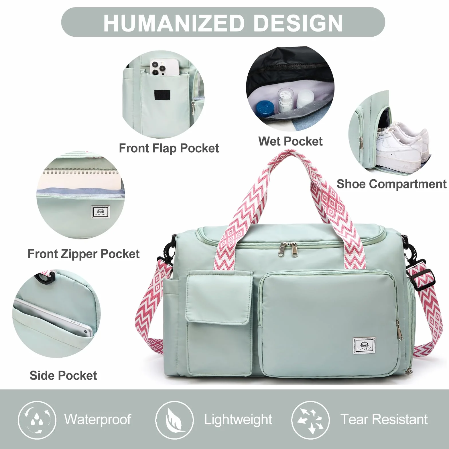 Bolsa de deporte mujer pequeña viaje compartimento zapatos S