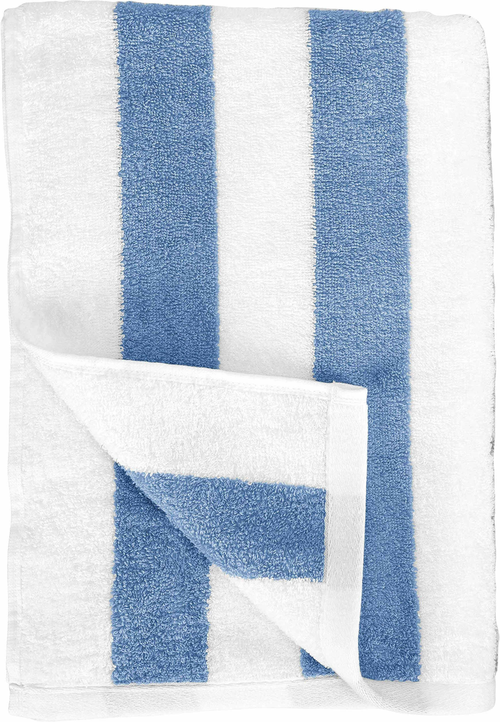 Amazon Basics Toalla Playa 100% Algodón Rayas Cabana 76 x 152 cm Azul Claro Pack 2