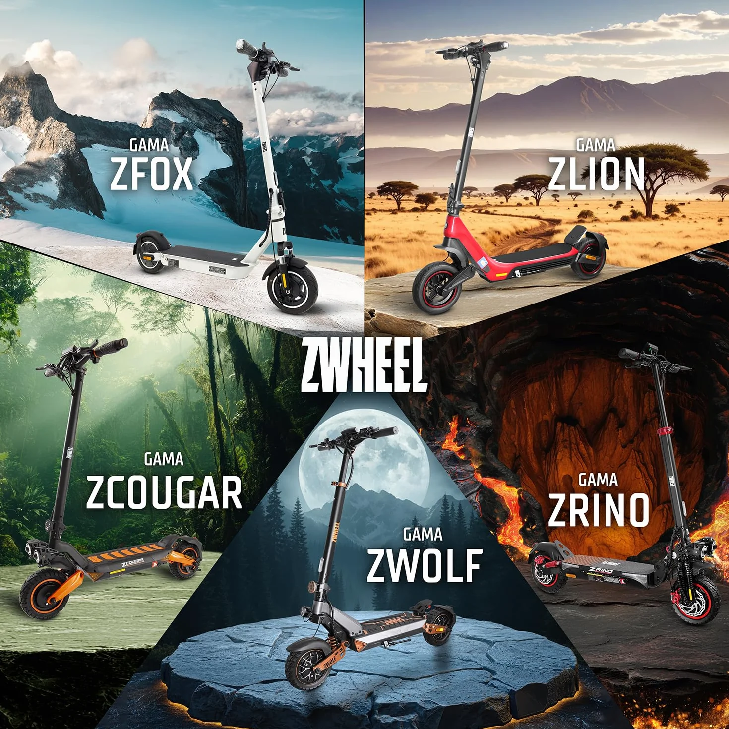 Patinete Eléctrico Adultos Homologado DGT 800W-1600W MAX 35-70km Autonomía IP54 Ruedas 10" Offroad
