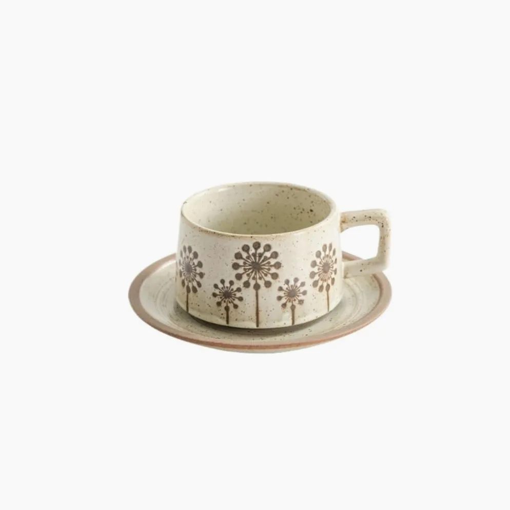 ENGENDER Tazas Cafe Taza De Cerámica Retro For El Hogar Café Gres Mug Cups(C)