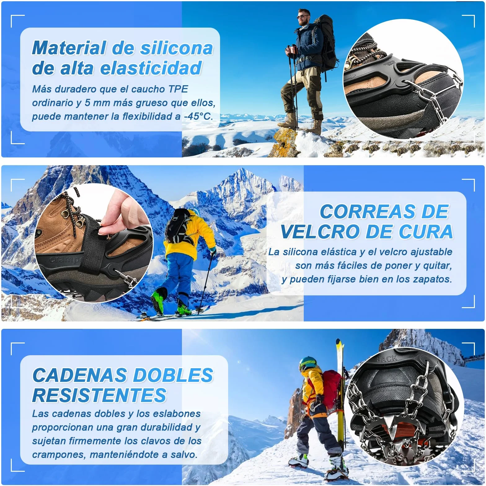 HONYAO Crampones Nieve Hielo Zapatos Ligeros Trail Running Antideslizante Excursiones Pesca Caminata Alpinismo