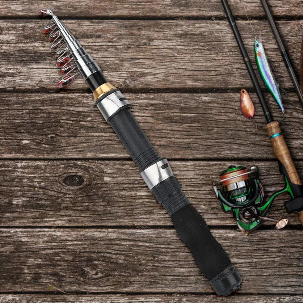Alomejor Mini Caña de Pescar 1.9M para Pesca en Mar y Agua Dulce - 7 Tamaños con Accesorios