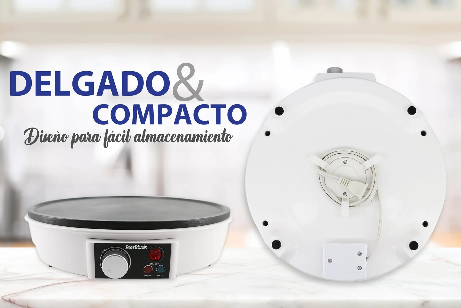StarBlue Máquina Eléctrica Para Hacer Crepes Y Tortitas De 30,5 Cm, Con Libro Electrónico De Recetas Y Espátula De Madera, Ca 220-240 V, 50/60 Hz Y 1000 W, Enchufe Del Reino Unido Y Adaptador Europeo