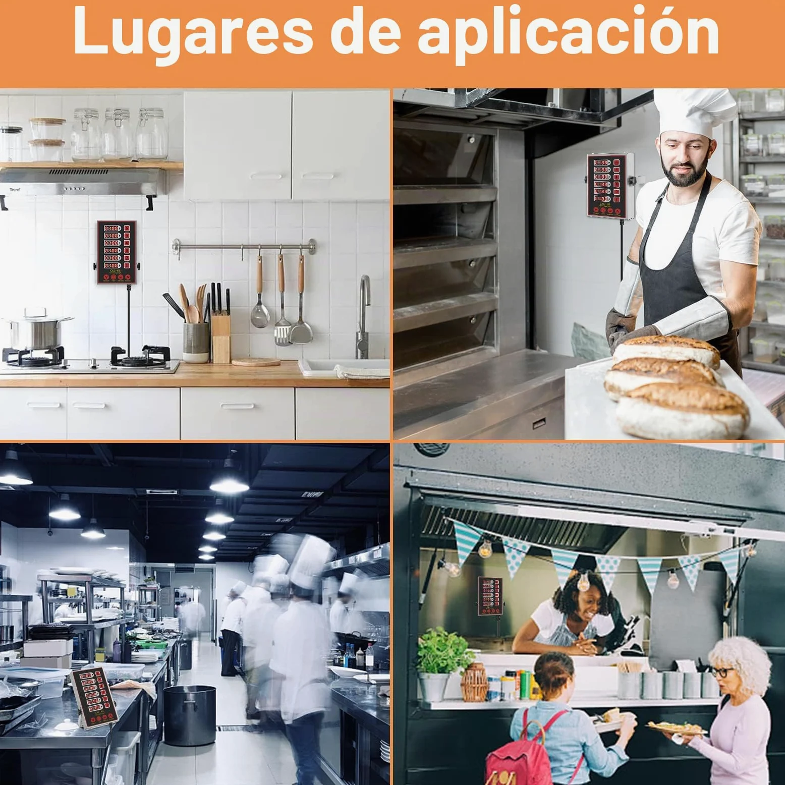 Temporizadores de Cocina de 6 Canales, Reloj de Cocina para Restaurantes Comerciales, Cronometro Digital Profesional, Pantallas LED, Fuertes Sirenas, Volumen Regulable, Función recordatorio