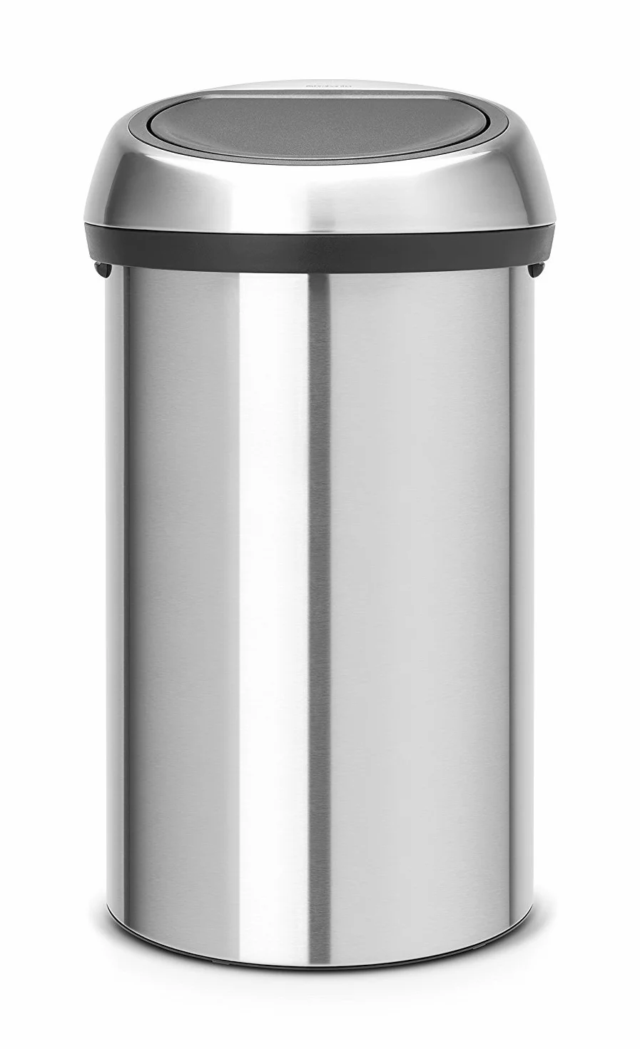 Brabantia Touch Bin Cubo de Basura, Stainless Steel, Gris Mate/Gris Mate Lid, 60L
