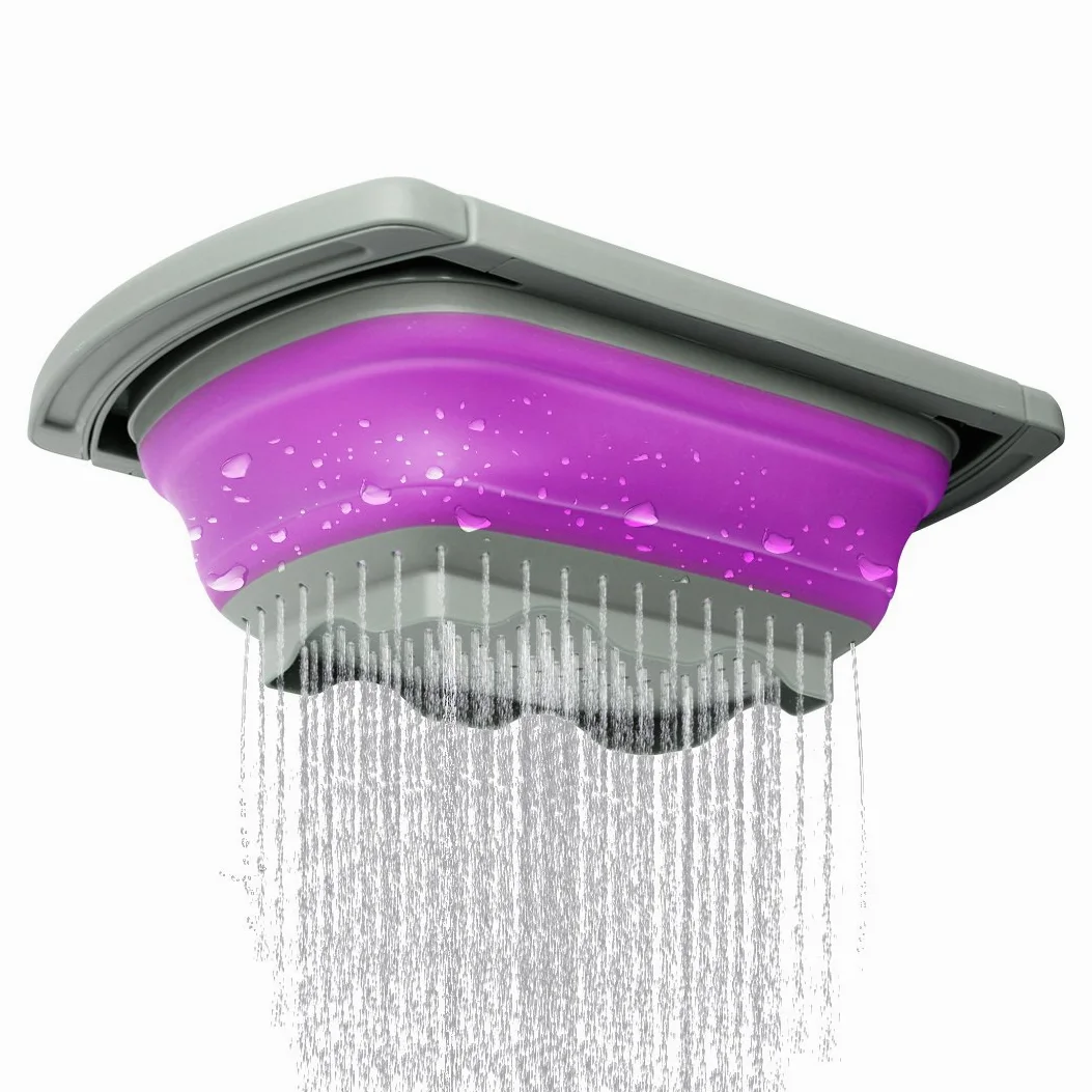 Colador plegable Qimh, colador de cocina, colador de verduras, coladores de frutas, coladores con asas extensibles, colador plegable apto para lavavajillas para cocina, 6 cuartos de galón, sin BPA