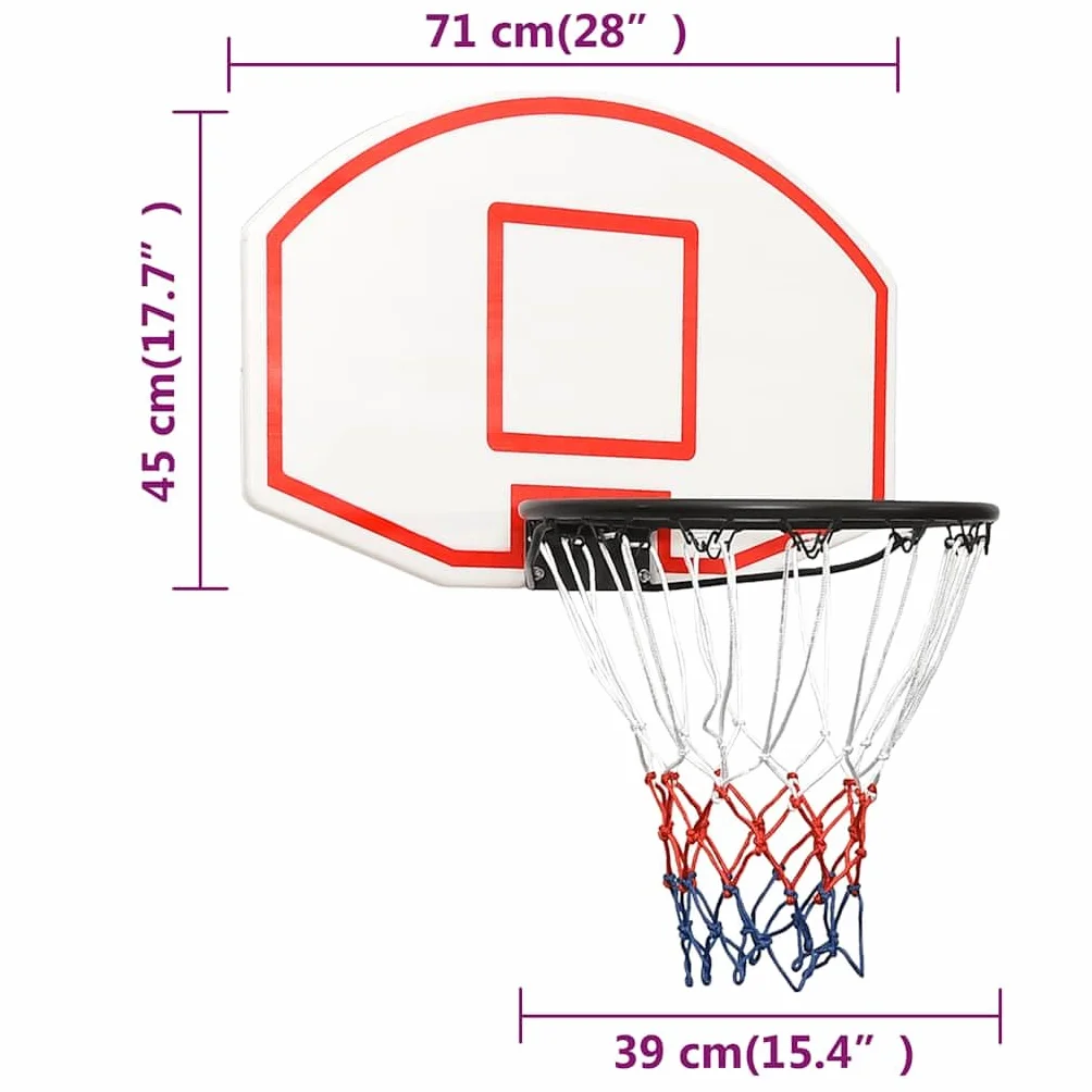 Tablero de Baloncesto Polietileno Blanco 71x45x2 cm