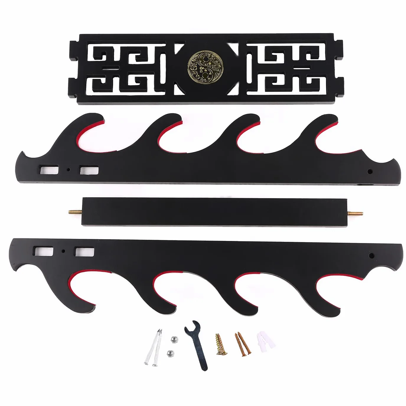 Soporte para Katana de pared 4 niveles Tai Chi terciopelo acolchado exhibir espadas samurái