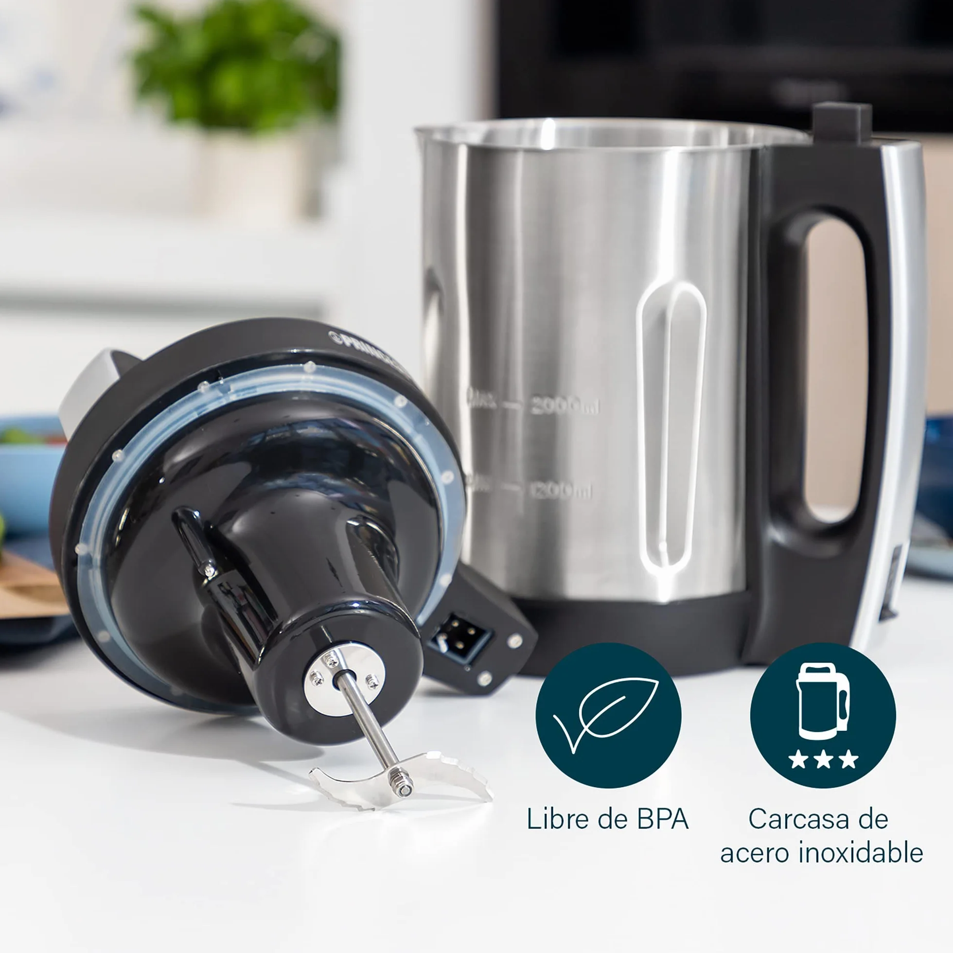 Princess 214002 Máquina para hacer sopa, batidos, salsas y compotas, Acero Inoxidable