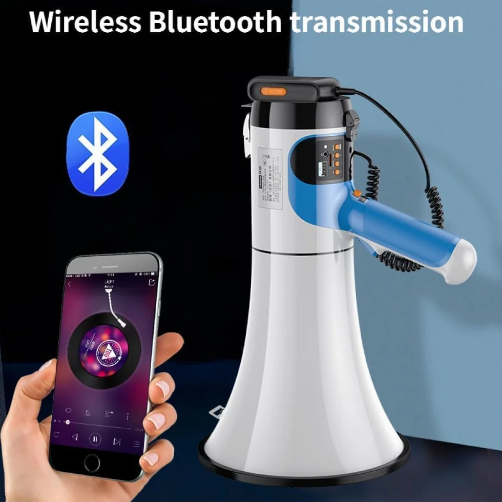 Megáfono Portátil 100W Altavoz Bullhorn de Gran Capacidad para Exteriores