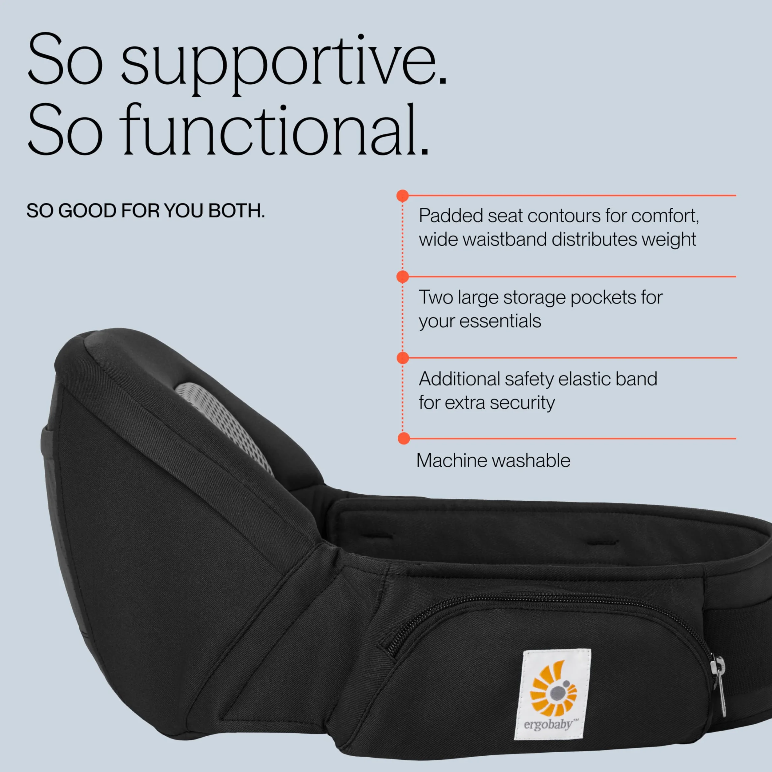 Ergobaby Alta Hip Seat Babytrage für Babys und Kleinkinder 4 Monate 5,5-20,4 kg SoftFlex Mesh