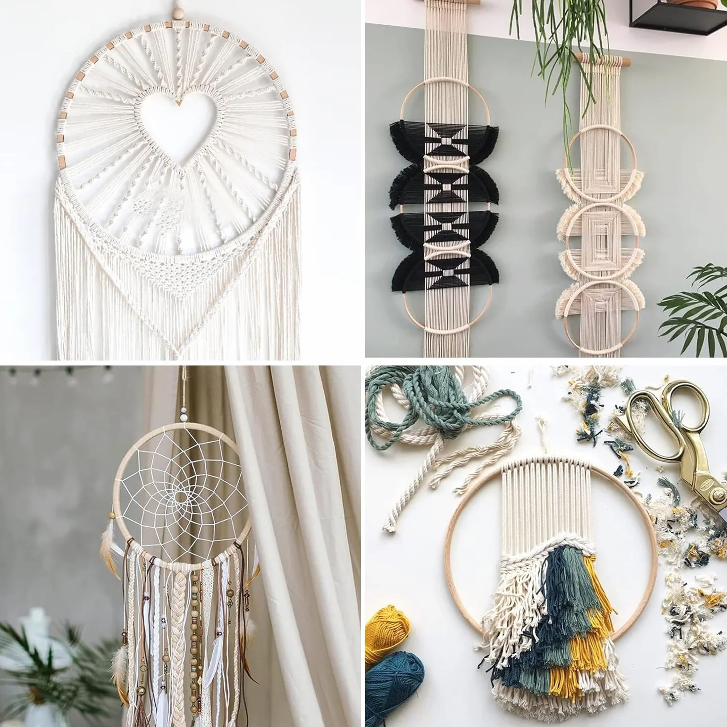 14 Aros de Madera de Bambú, 7 tamaños Anillos de Madera de Bambú, Macramé Aros de Madera para Atrapasueños, Manualidades, Corona de Boda y Manualidades para Colgar en la Pared, 8 10 13 15 17 18 20 cm