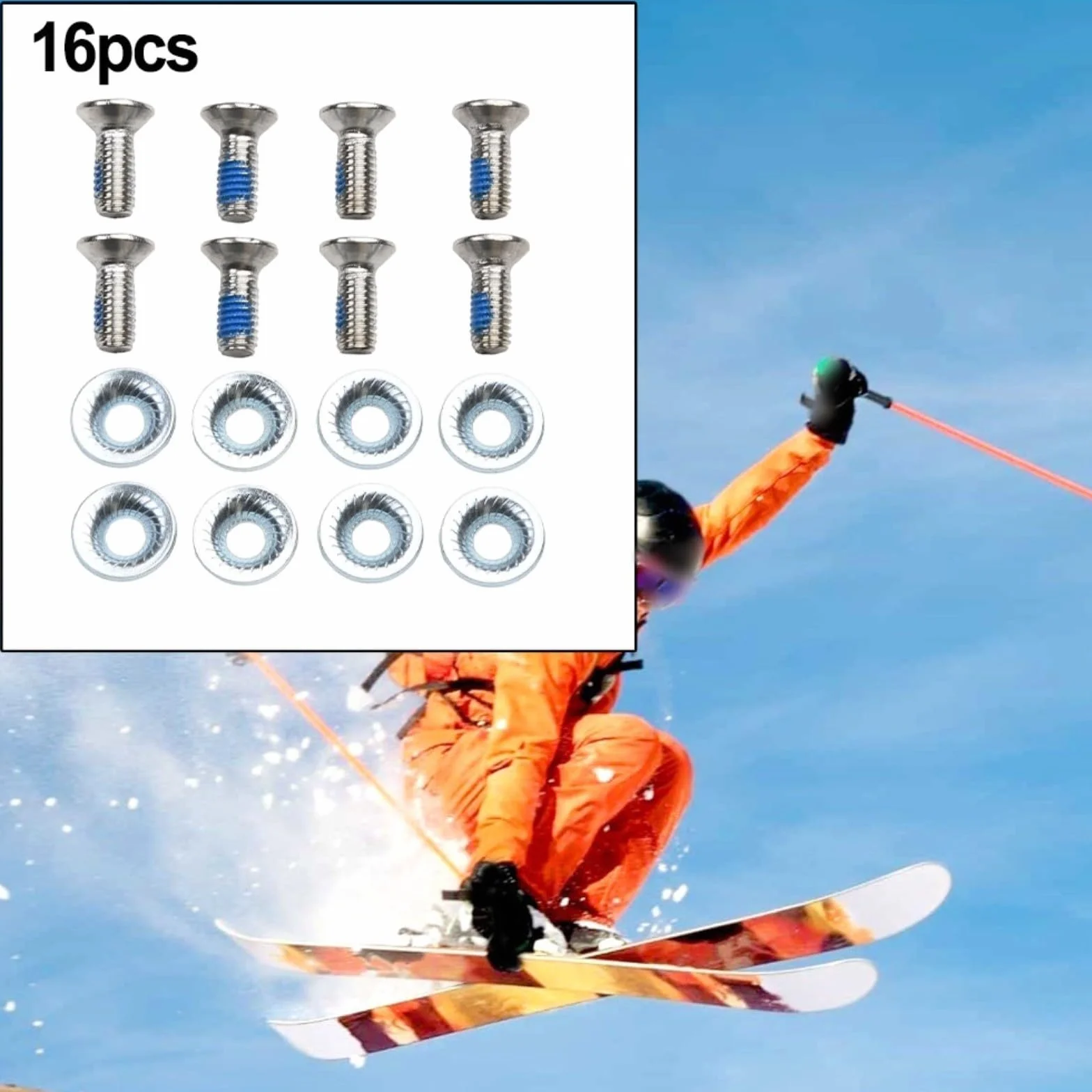 Juego de tornillos de fijación de snowboard con espaciador de 20 mm OD para encuadernaciones (8 piezas)