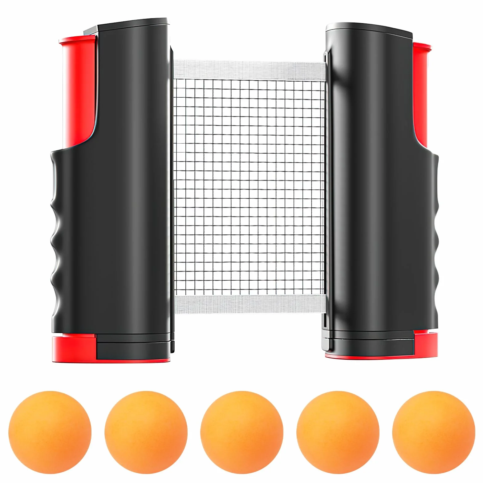 Red de ping pong extensible portátil 165 cm con 5 pelotas