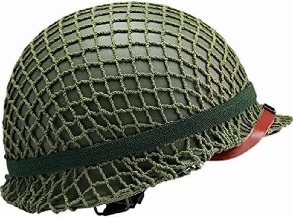 Casco Acero M1 WW2 US, WWII Equipo Militar Segunda Guerra Mundial Casco Imitación con Cubierta Red