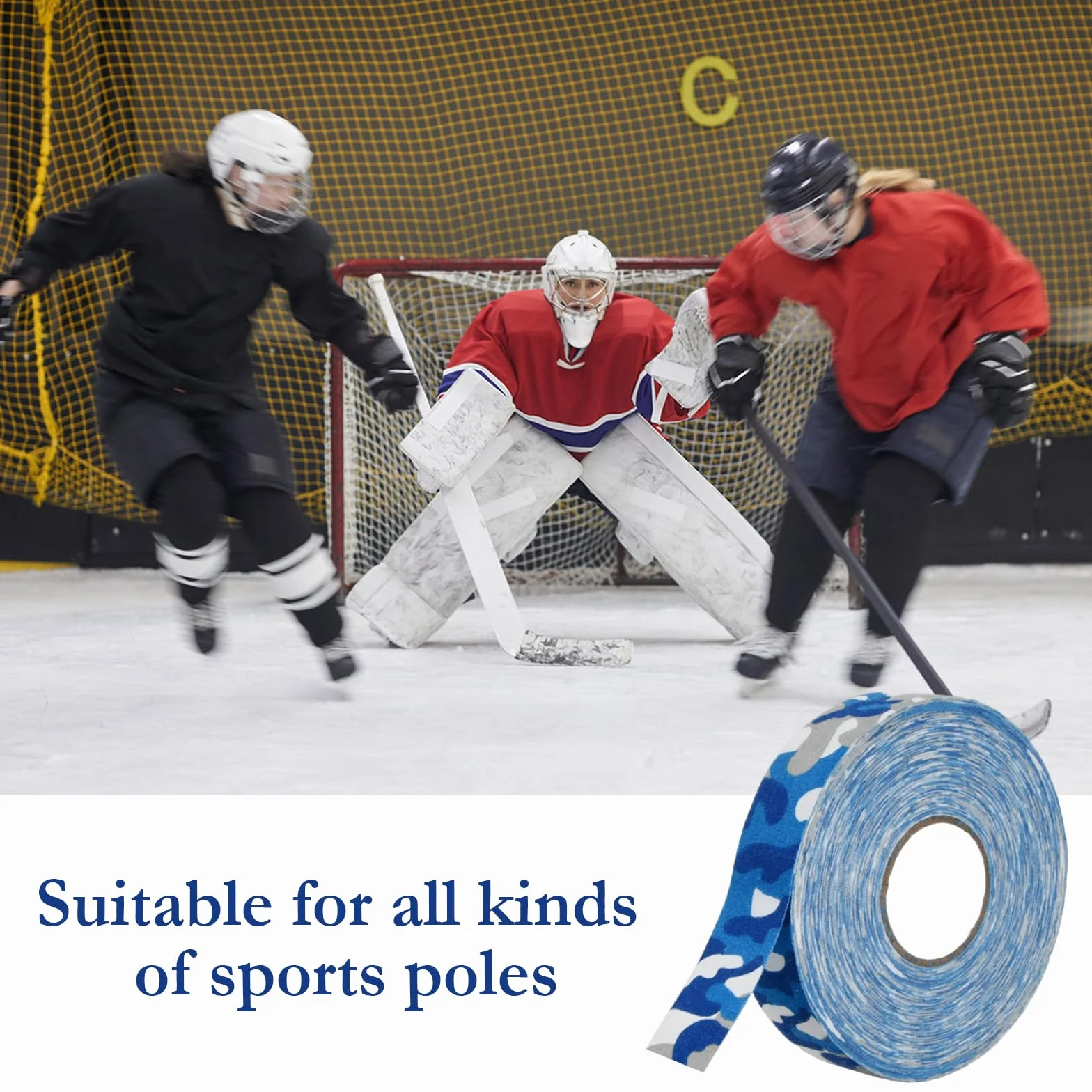 Cinta de Hockey Rollo 2.5cm*25m Adhesiva para Palo de Hockey sobre Hielo, Raquetas de Squash Tenis Bádminton Golf