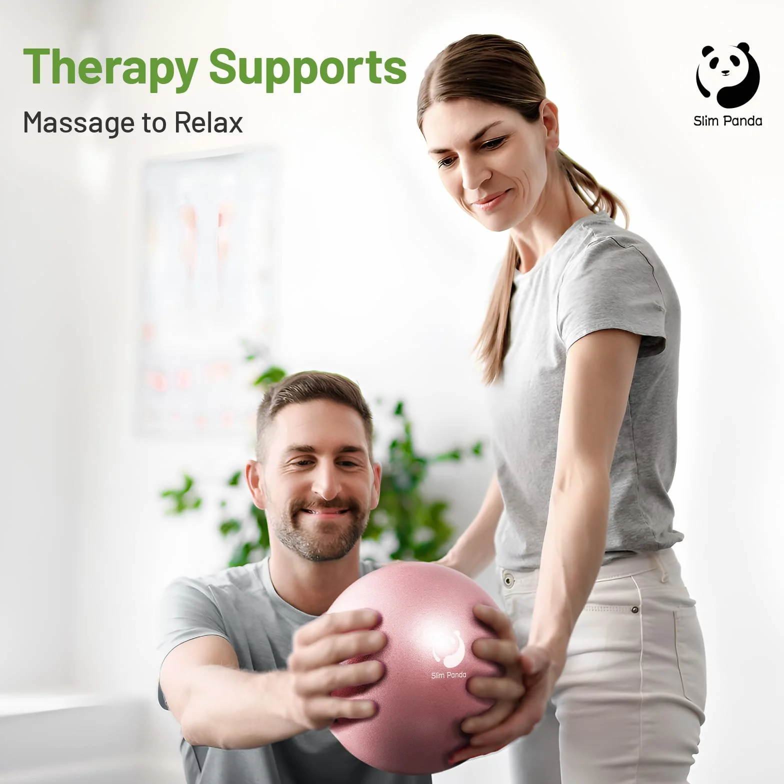 Slim Panda Pelota de Pilates 23cm Antiexplosión Antideslizante con Bomba