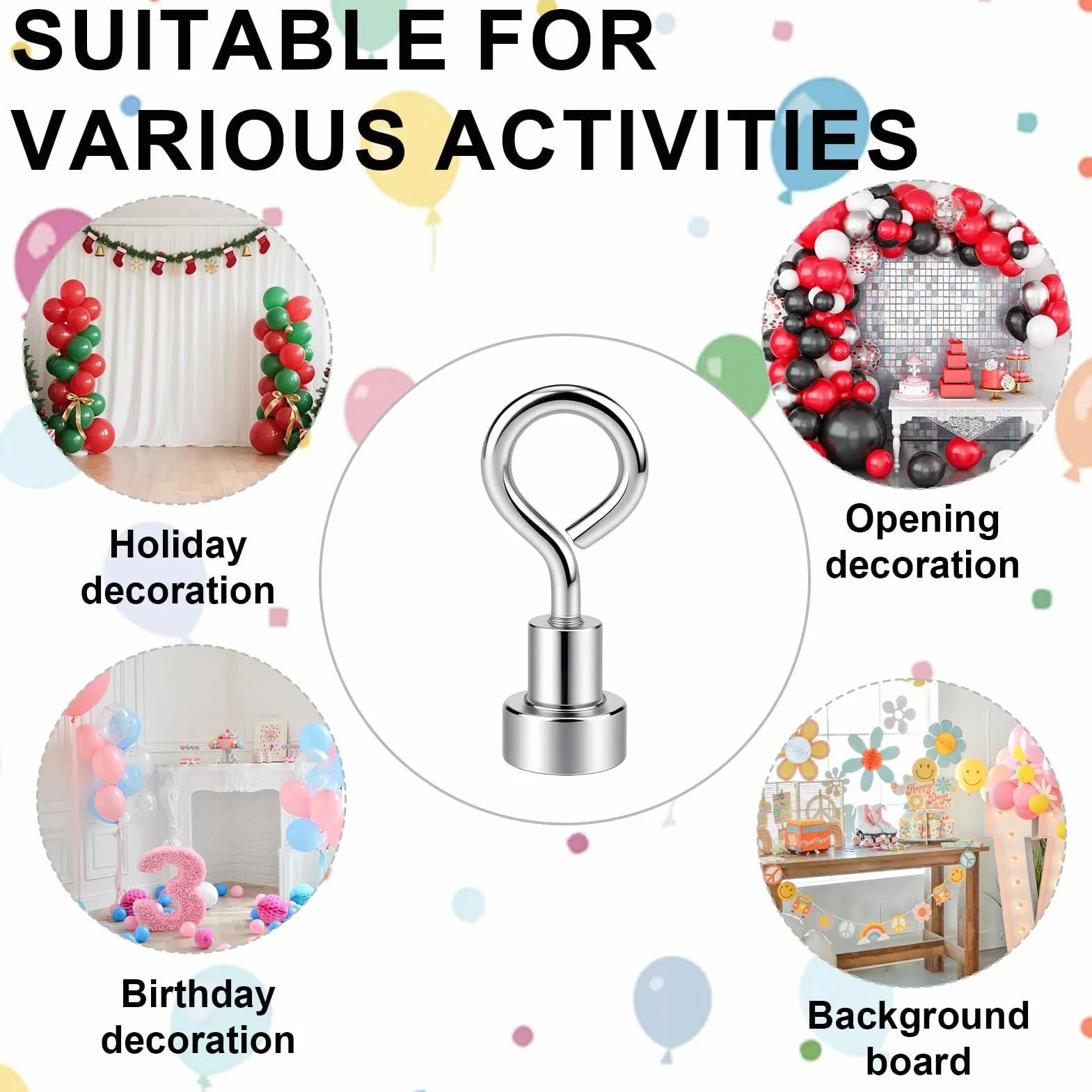 Pesas para Globos de Helio Reutilizable, Magnéticas Plateadas para Fiestas, Bodas, Cumpleaños