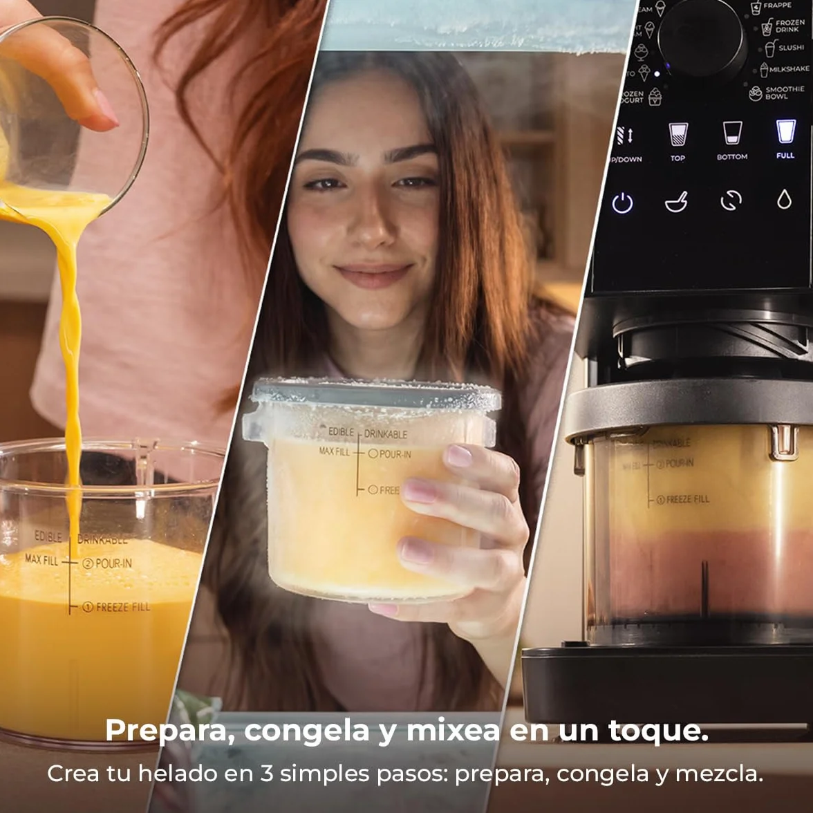 Cecotec Máquina de Helados - Heladera - 1,35L - Gelatec 1800. 700W, 10 Programas, Botones Táctiles y Mando Giratorio, Helados y Bebidas en 3 Pasos, 3 Tarrinas BPA Free, Cremosidad Perfecta
