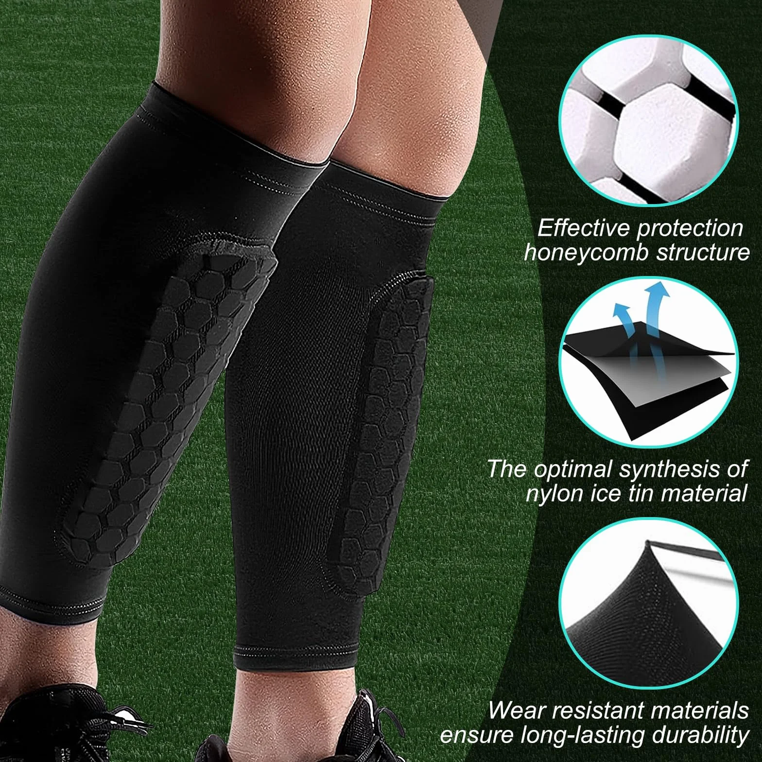 Espinilleras de Fútbol Calcetines Elásticas Transpirables Manga para Juegos Niños Niñas Adulto