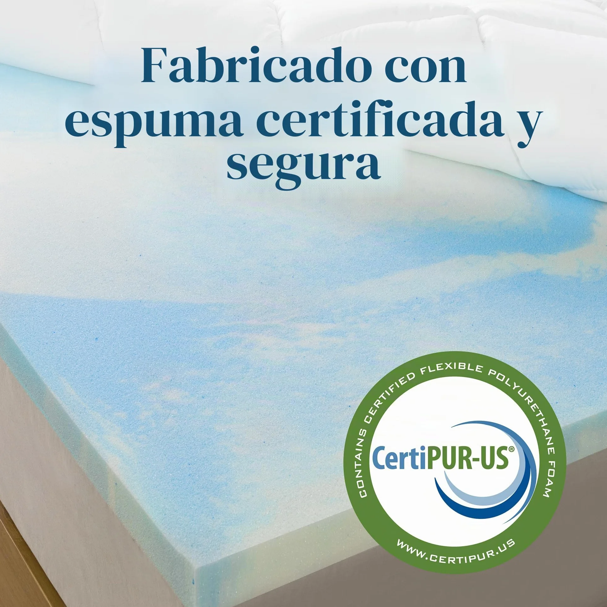 Zinus Topper de Espuma viscoelástica, 140 x 200 cm, 10 cm de Grosor, diseño de celda Abierta, Certificado Oeko-Tex, Transpirable y ortopédico, Comodidad ergonómica, dureza Media, Color Blanco